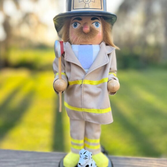 Fireman and Dalmatian Dog Nutcracker Christmas Decoration Holiday Decor Gift - Picture 1 of 8